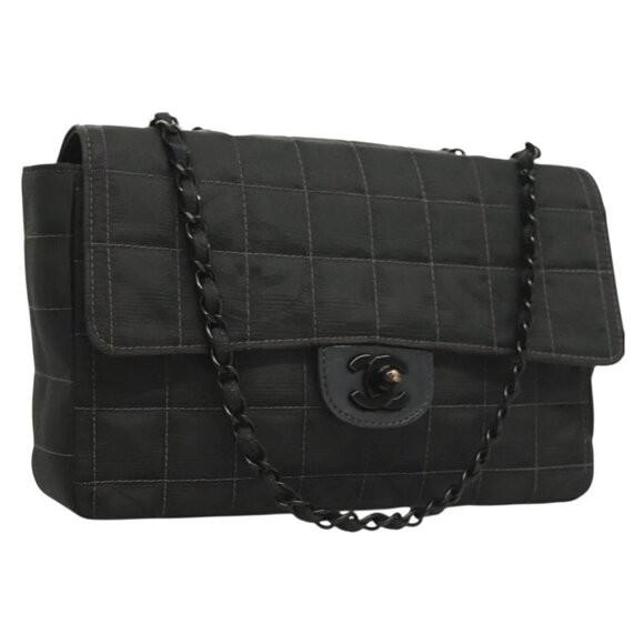 CHANEL New Travel line Chain Shoulder Bag Nylon Black CC Auth yk18992 - Picture 1 of 16